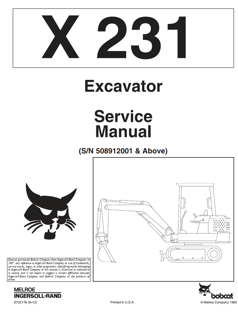 BOBCAT 231 X231 COMPACT EXCAVATOR