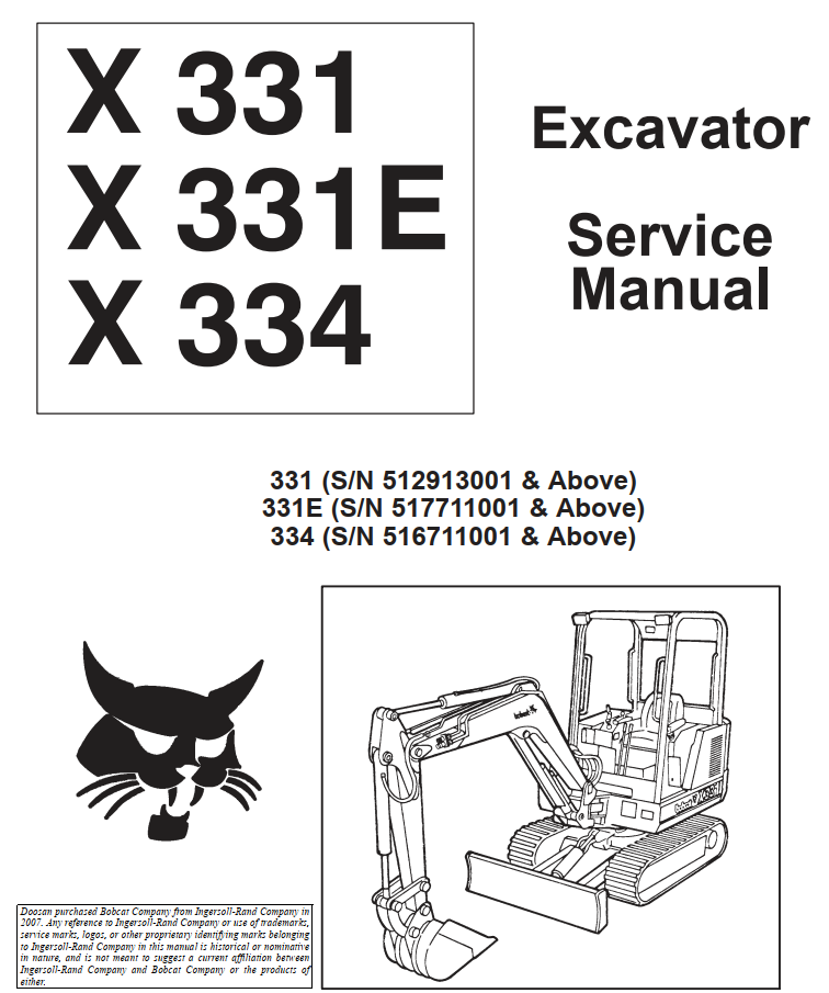 BOBCAT X331 X331E X334 COMPACT EXCAVATOR