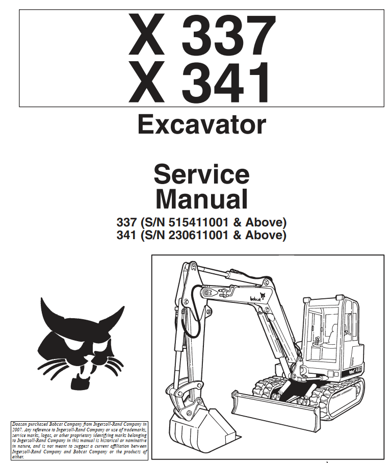 BOBCAT X337 X341 COMPACT EXCAVATOR
