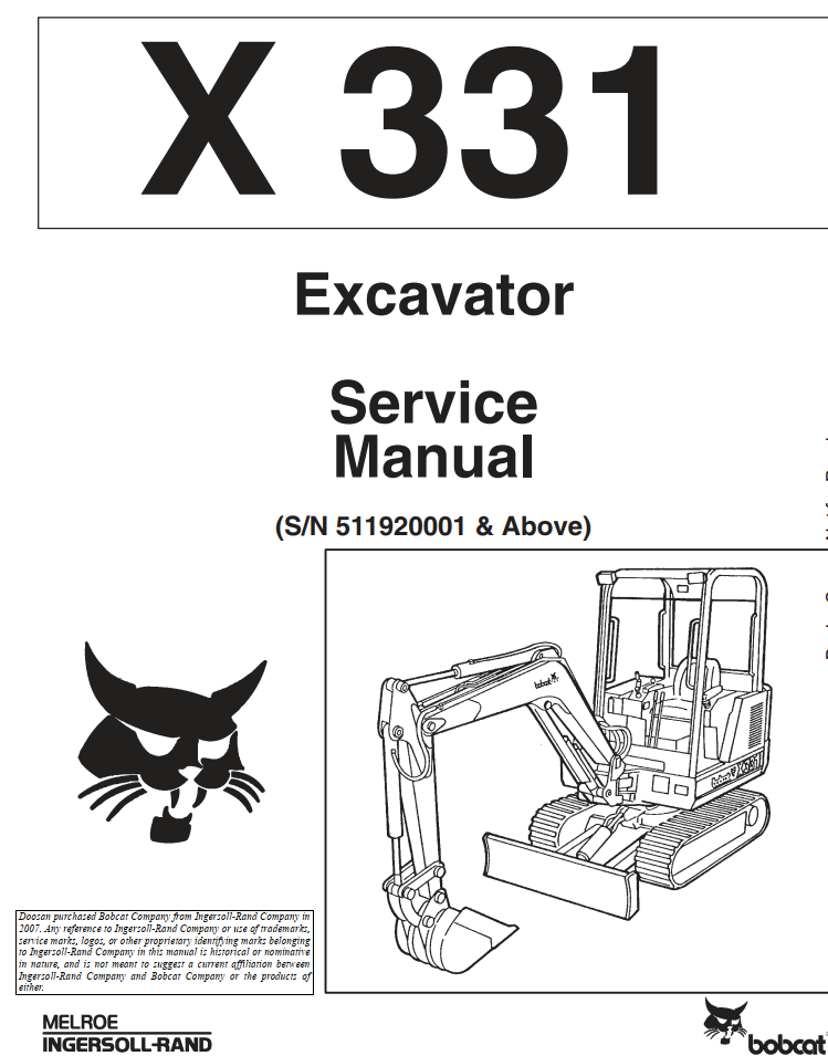 BOBCAT X 331 COMPACT MINI EXCAVATOR