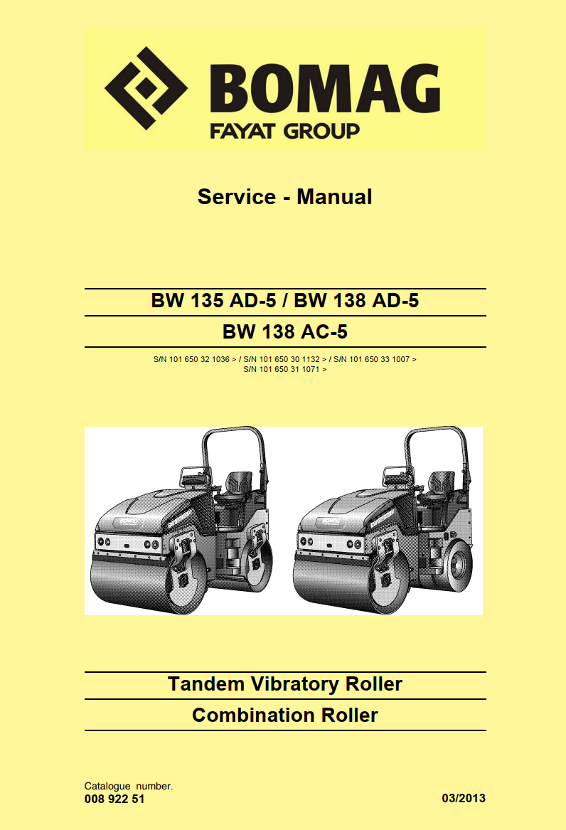 BOMAG BW 135 138 TANDEM VIBRATORY COMBINATION ROLLER 2013