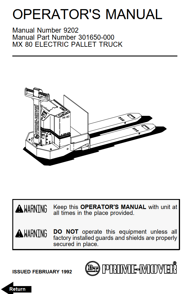 BT MX-80 ELECTRIC PALLET FORKLIFT