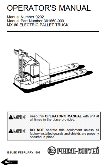 BT MX-80 ELECTRIC PALLET FORKLIFT