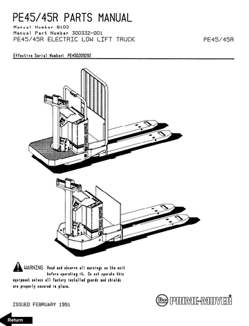 BT PE-45 PE-45R ELECTRIC LOW LIFT FORKLIFT