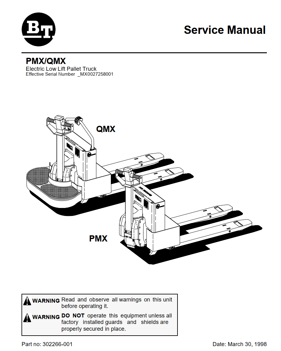 BT PMX QMX ELECTRIC LOW LIFT PALLET FORKLIFT