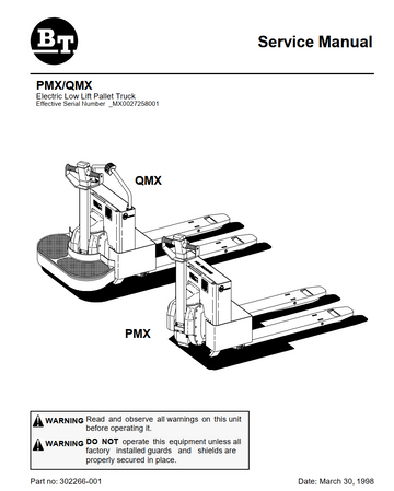 BT PMX QMX ELECTRIC LOW LIFT PALLET FORKLIFT