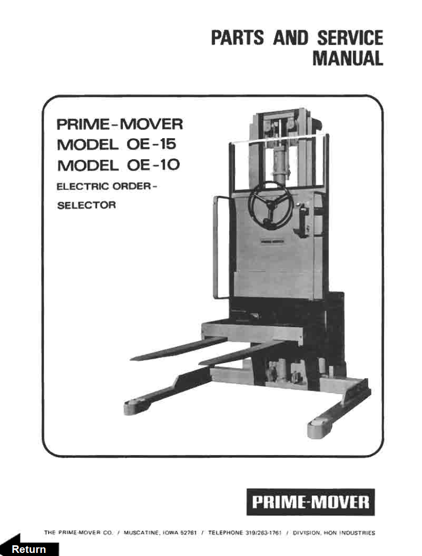BT PRIME MOVER OE-10 OE-15 ELECTRIC ORDER SELECTOR