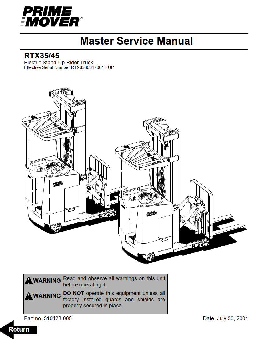BT PRIME MOVER RTX35 RTX45 PALLET FORKLIFT