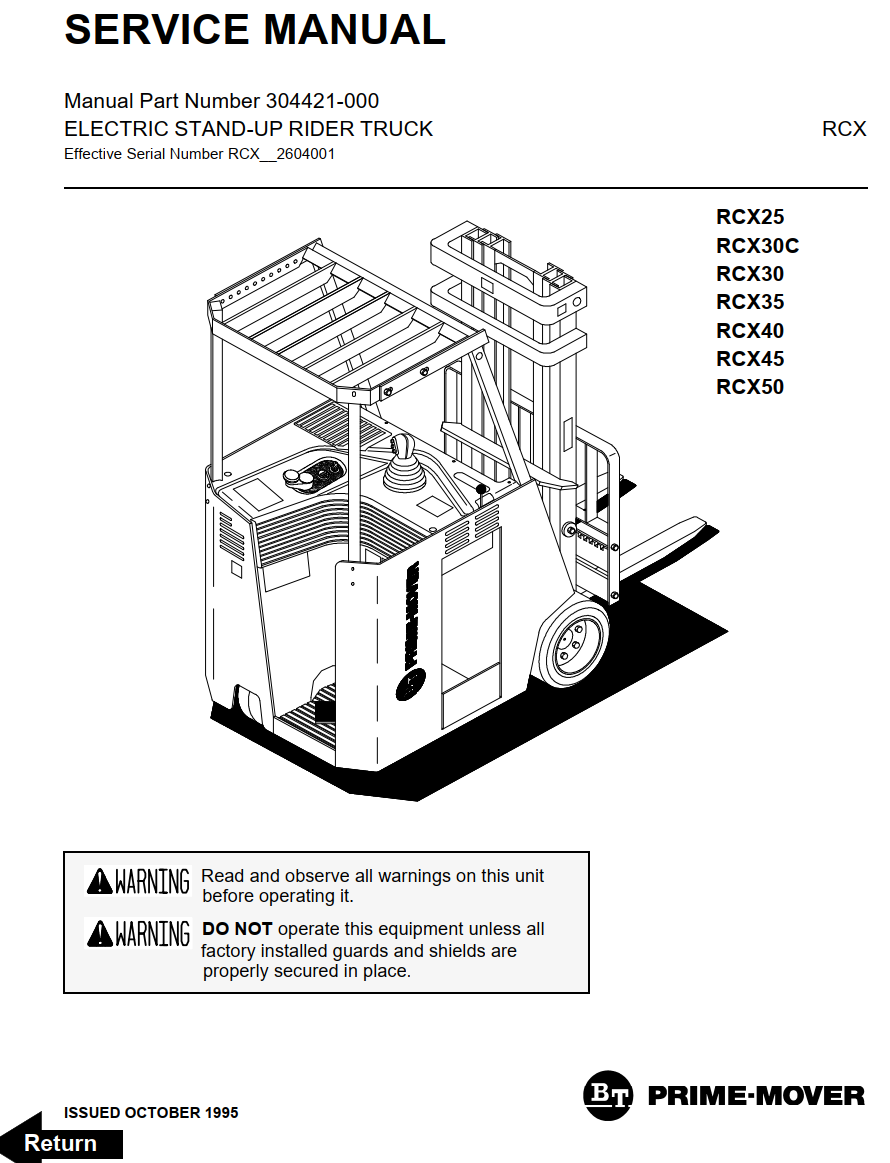 BT RCX25 RCX30C RCX30 RCX35 RCX40 RCX45 RCX50 ELECTRIC FORKLIFT
