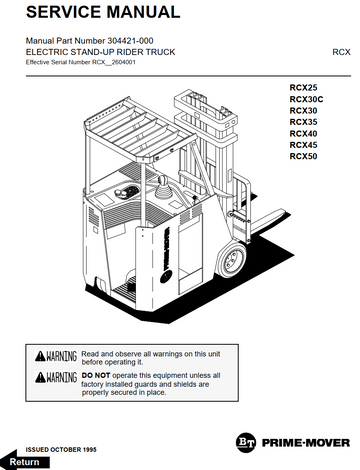 BT RCX25 RCX30C RCX30 RCX35 RCX40 RCX45 RCX50 ELECTRIC FORKLIFT