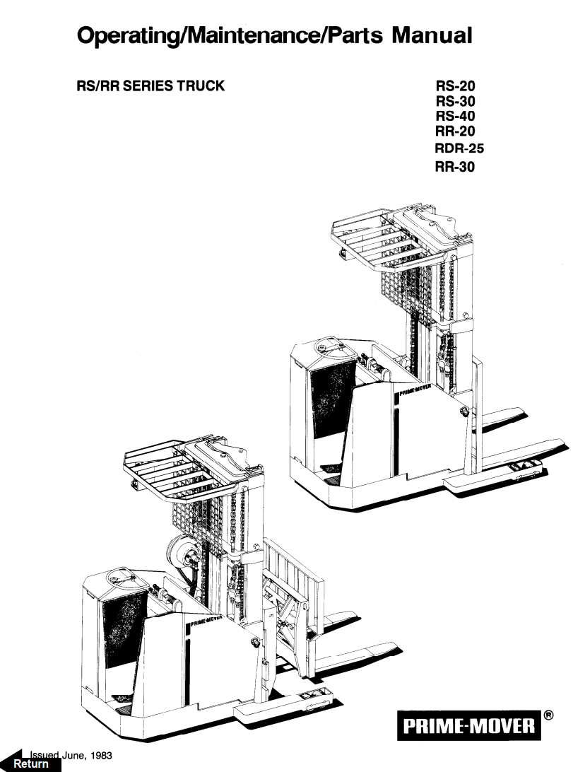 BT RR RS SERIES RR-20 RR-30 RS-20 RS-30 RS-40 RDR-25 REACH TRUCK