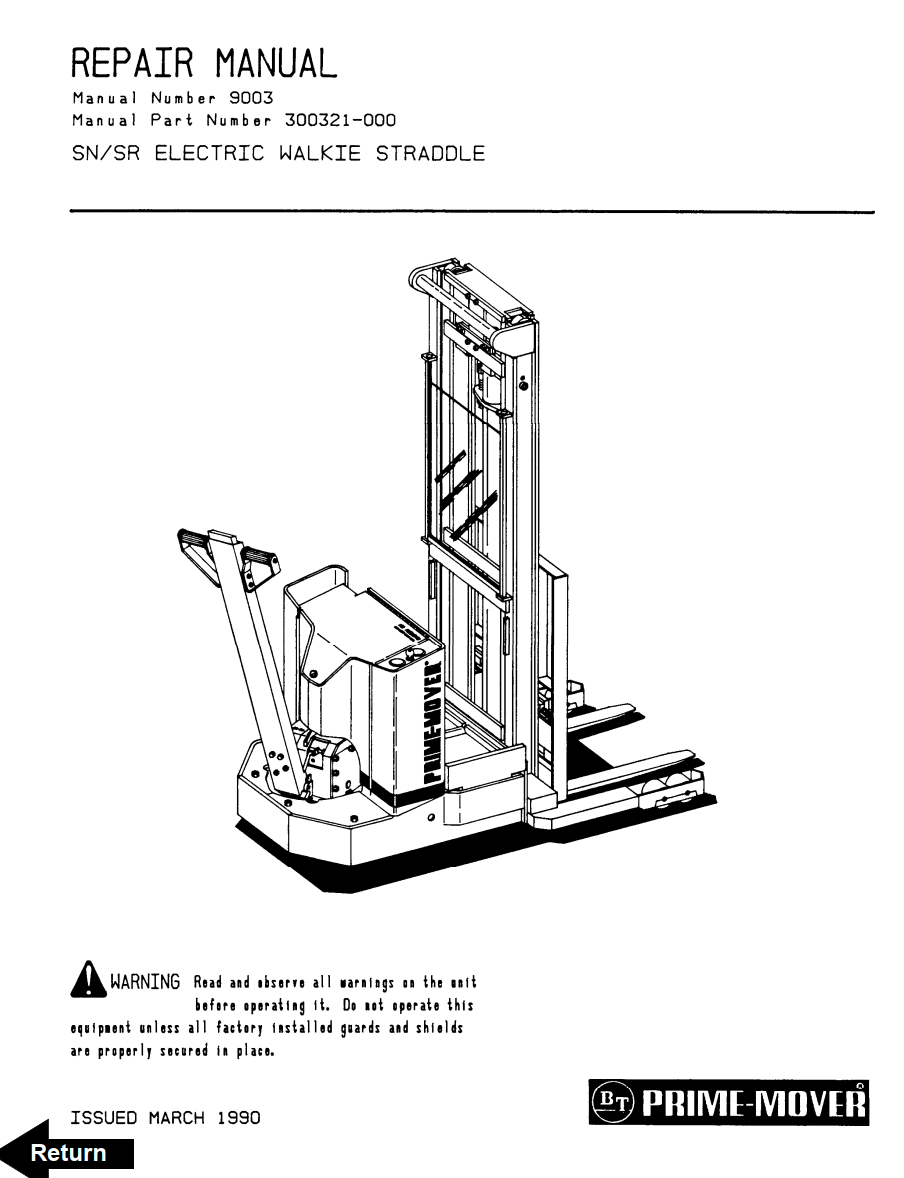 BT SN20 SN30 SN40 SR30 ELECTRIC WALKIE REACH FORKLIFT