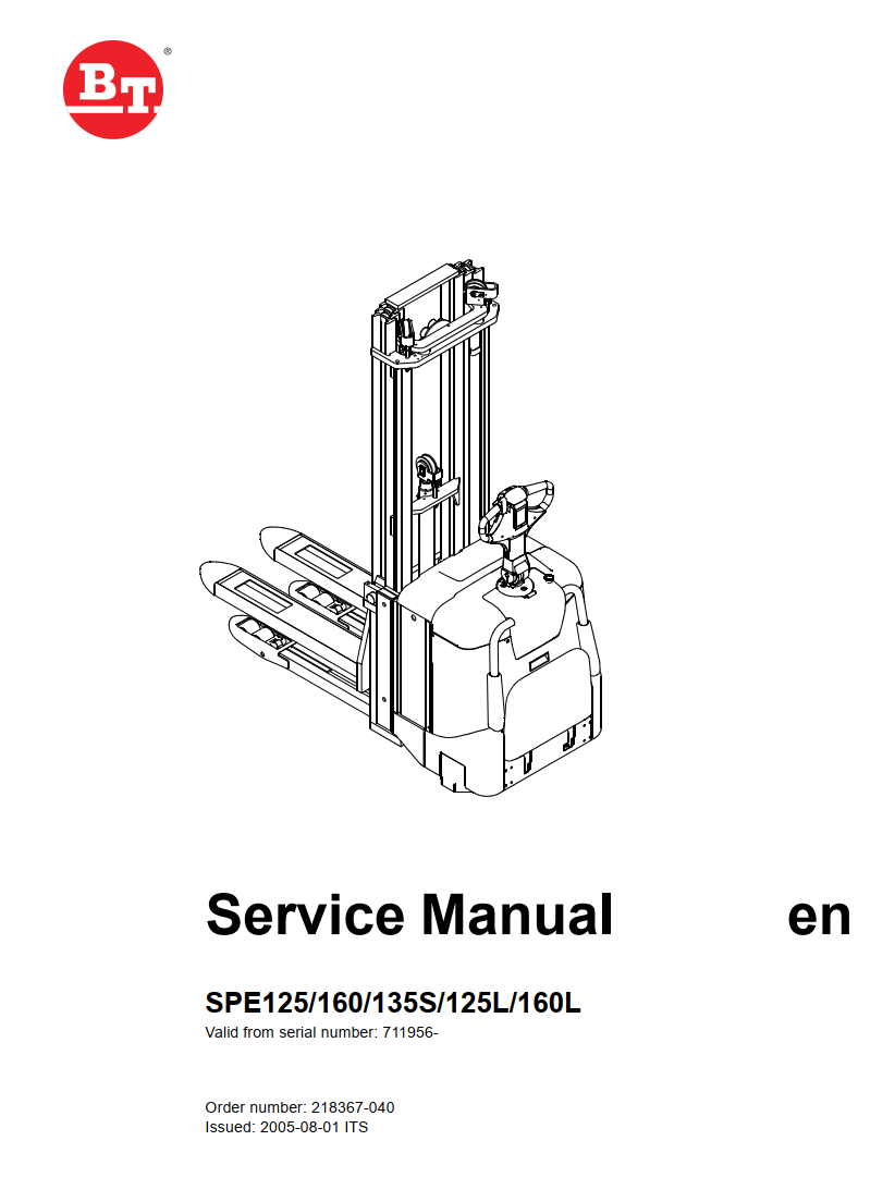 BT SPE125 SPE160 SPE135S SPE125L SPE160L ELECTRIC FORKLIFT