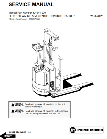 BT WSX20 WSX25 ELECTRIC WALKIE STACKER
