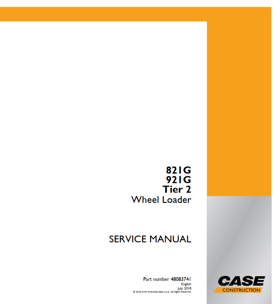 CASE 821G 921G TIER 2 WHEEL LOADER TRACTOR