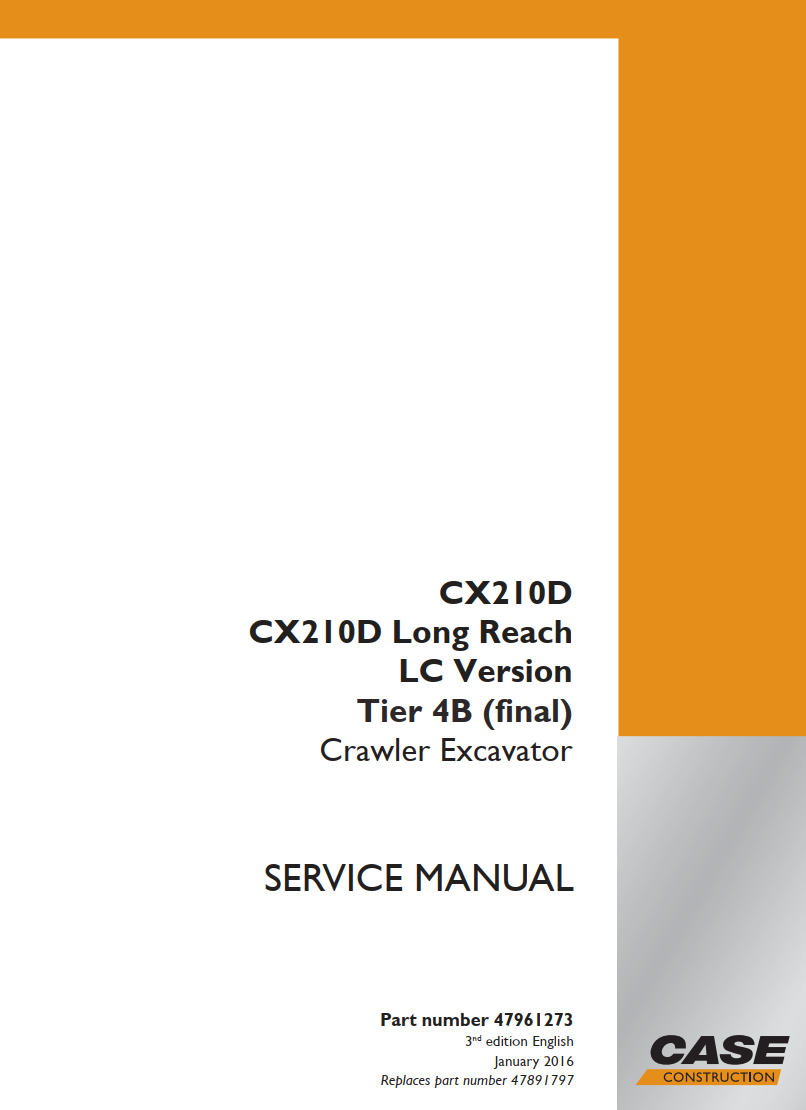 CASE CX210D, CX210D LONG REACH LC TIER 4B EXCAVATOR