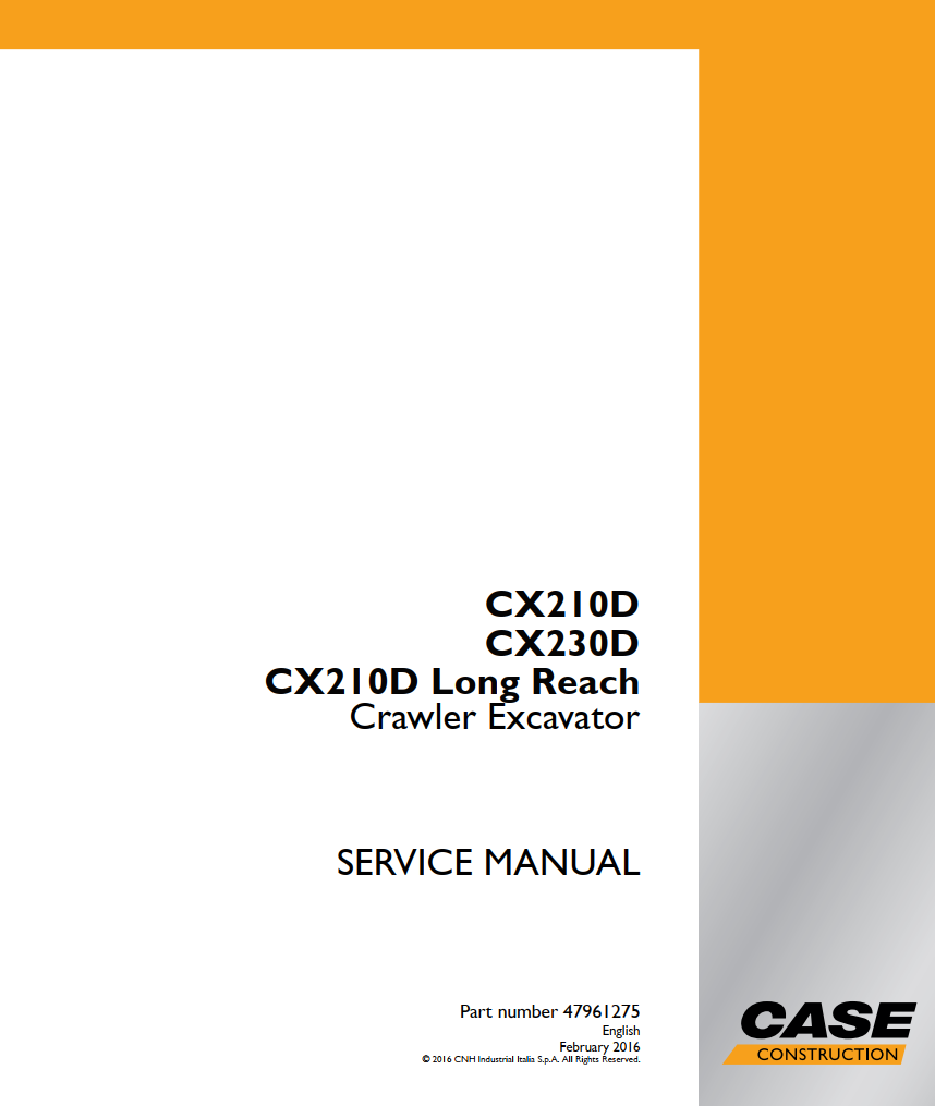 CASE CX210D CX230D, CX210D LONG REACH EXCAVATOR