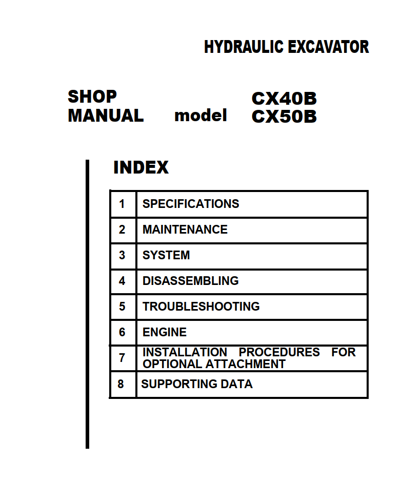 CASE CX40B CX50B MINI HYDRAULIC EXCAVATOR