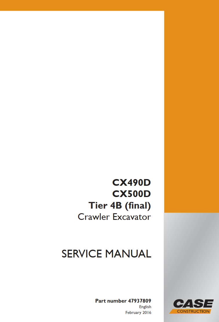 CASE CX490D CX500D TIER 4B CRAWLER EXCAVATOR