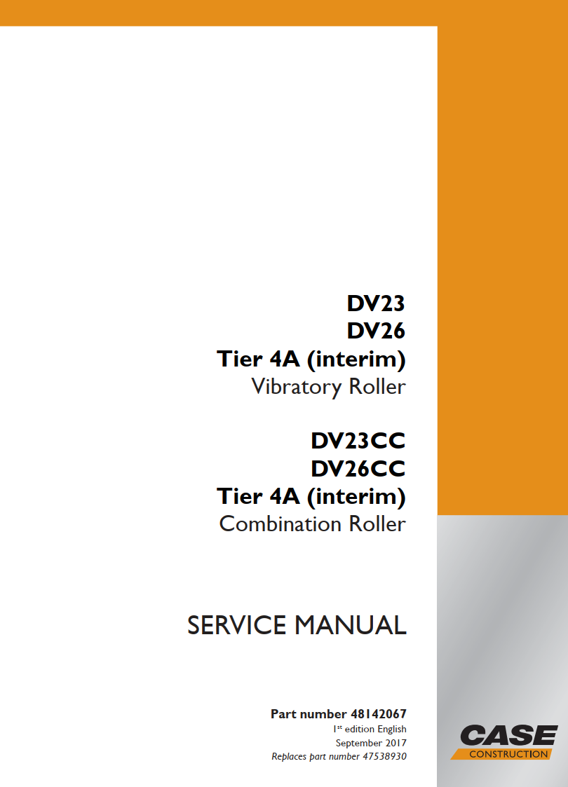 CASE DV 23 DV26, DV23CC DV26CC TIER 4A VIBRATORY, COMBINATION ROLLER
