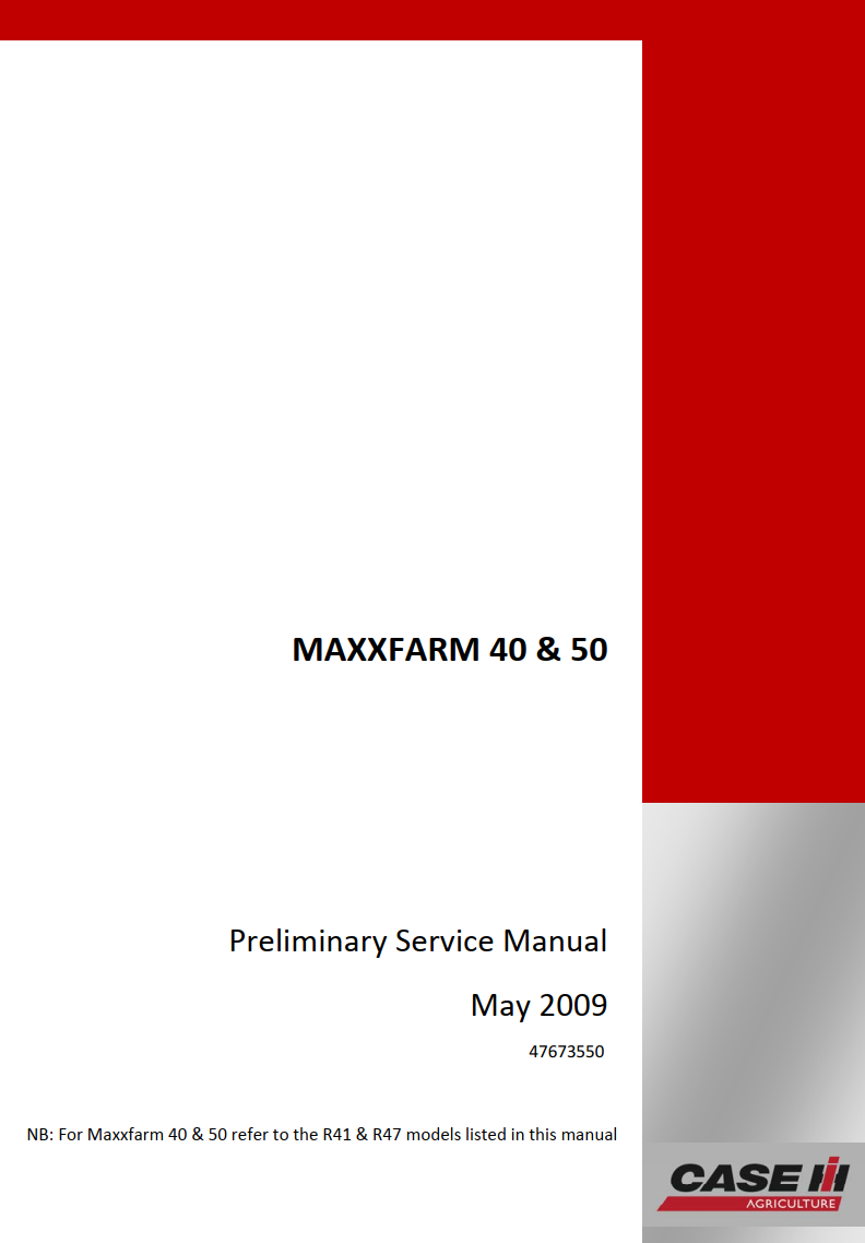 CASE IH MAXXFARM 35 40 50 TRACTOR PRELIMINARY