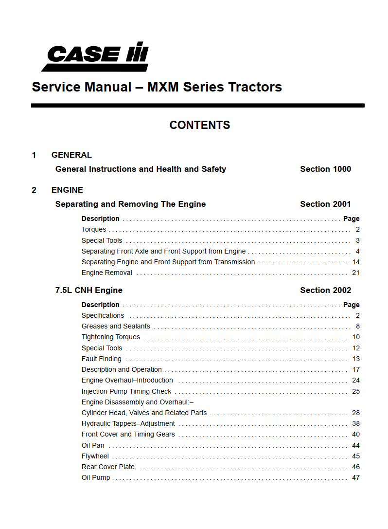 CASE IH MXM120 MXM130 MXM140 MXM155 MXM175 MXM190 TRACTOR