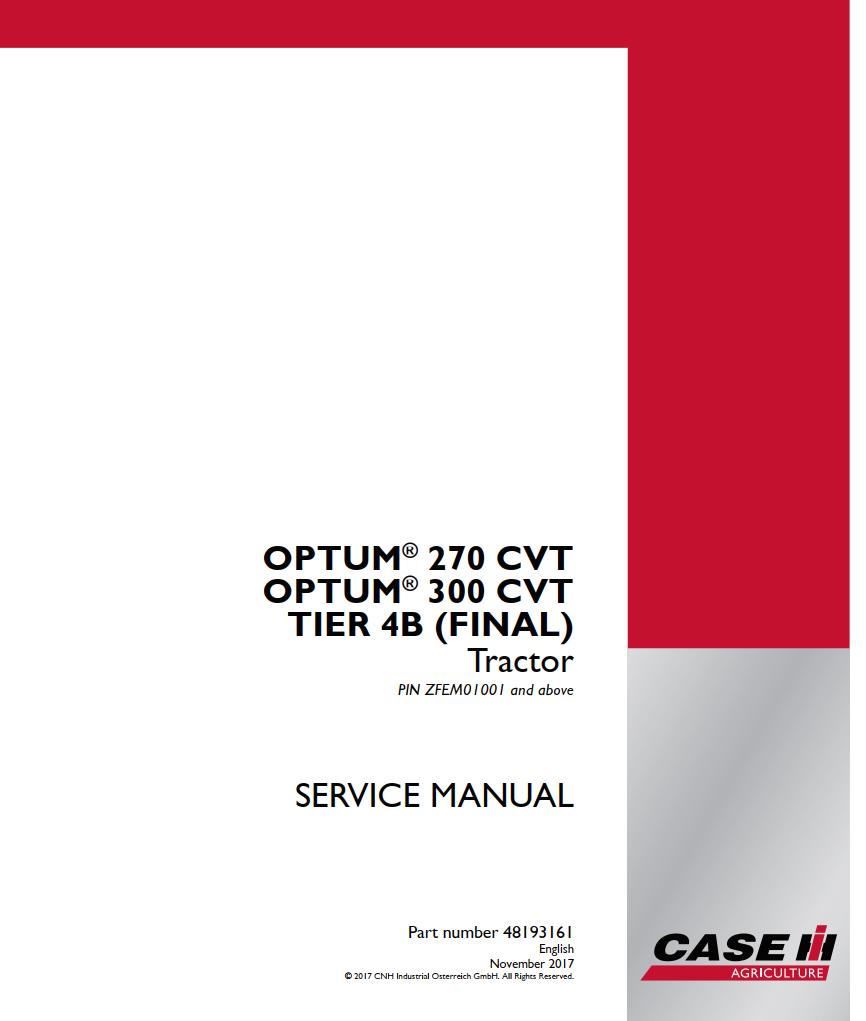CASE IH OPTUM 270 CVT 300 CVT TIER 4B TRACTOR