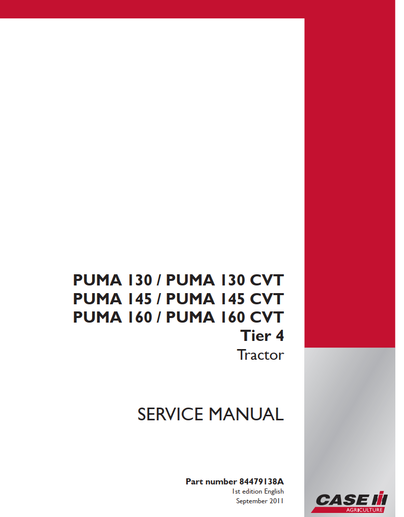 CASE IH PUMA 130 145 160 AND PUMA 130 145 160 CVT TIER 4 TRACTOR