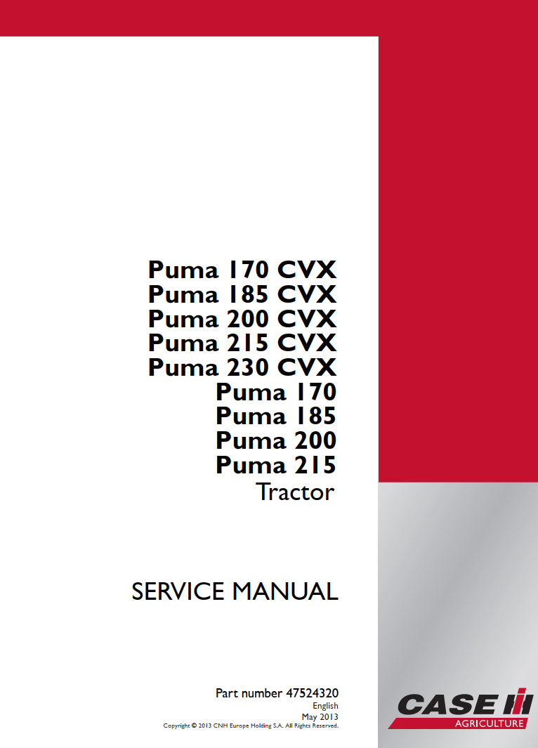 CASE IH PUMA 170 185 200 215 AND 170 185 200 215 230 CVX TRACTOR