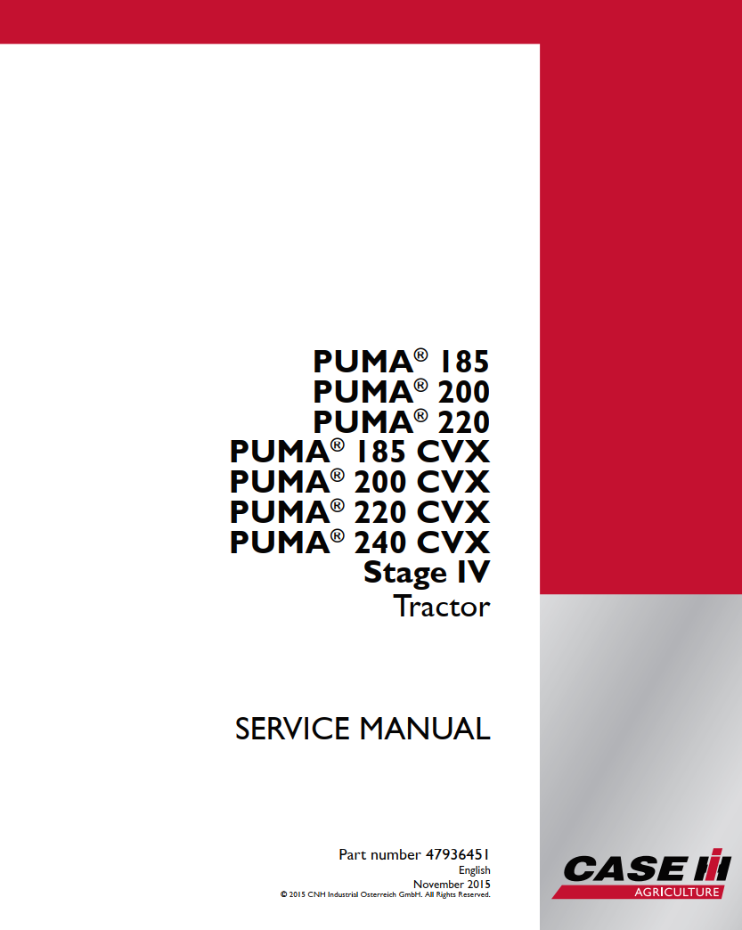 CASE IH PUMA 185 200 220 AND 185 200 220 240 CVX STAGE IV TRACTOR