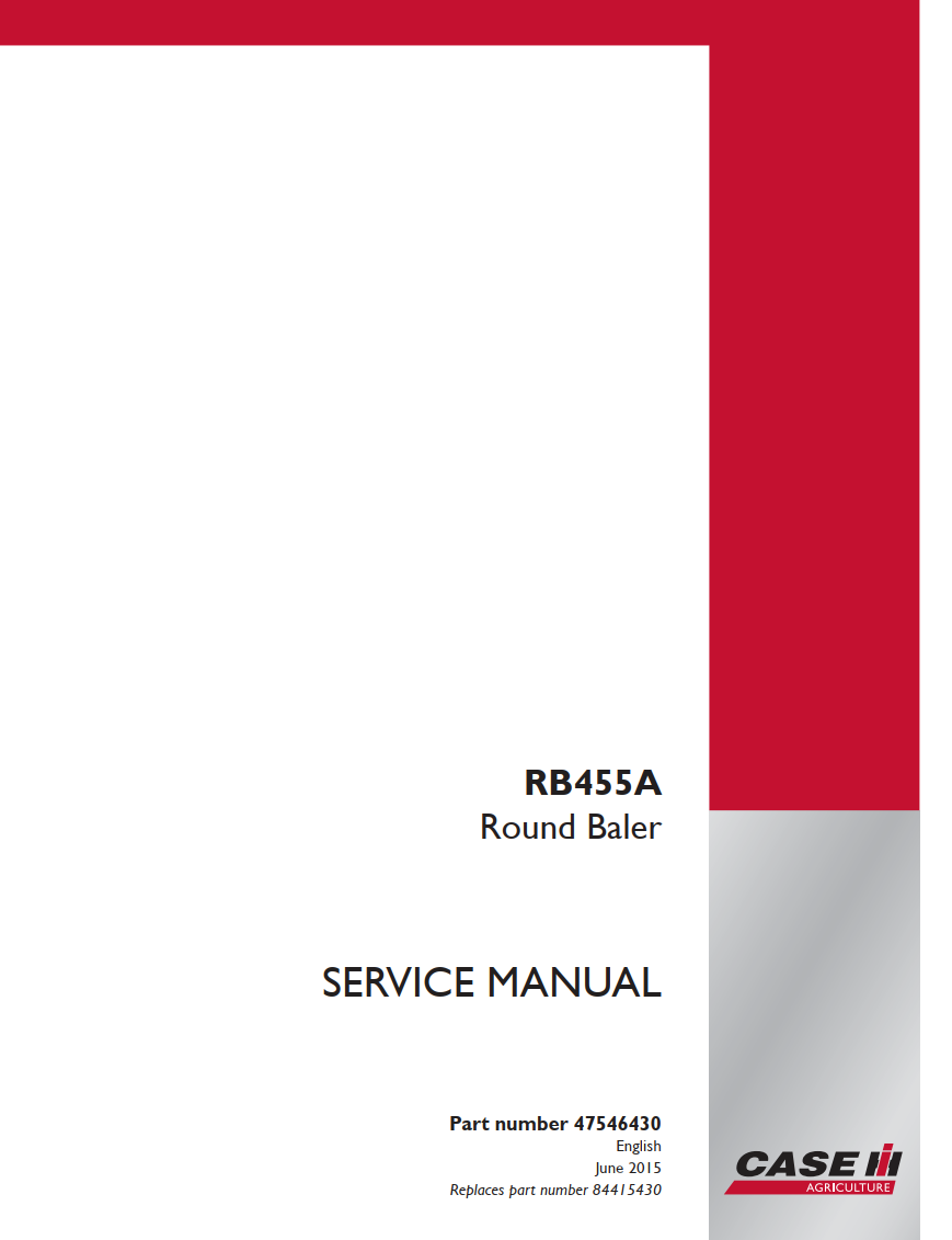 Case Case R&b 455 CASE IH RB455A RB 455A ROUND BALER FACTORY WORKSHOP SERVICE REPAIR MAN