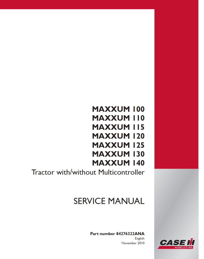 CASE IH TRACTOR MAXXUM 100 110 115 120 125 130 140