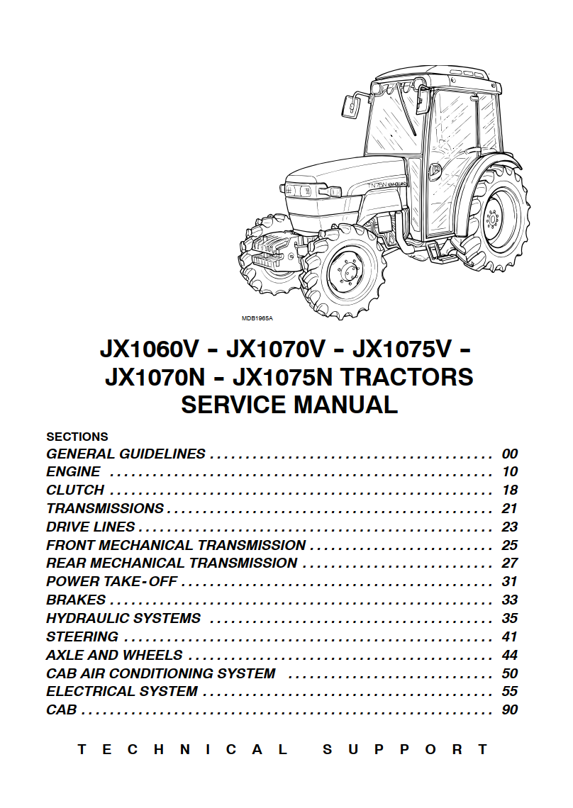 CASE JX1060V JX1070V JX1075V JX1070N JX1075N TRACTOR