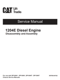 CATERPILLAR CAT 1204E DIESEL ENGINE DISASSEMBLY AND ASSEMBLY MANUAL