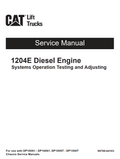 CATERPILLAR CAT 1204E DIESEL ENGINE SYSTEMS OPERATION TESTING AND ADJUSTING MANUAL