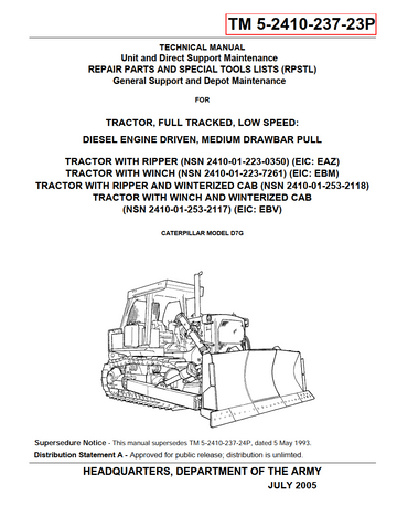 CATERPILLAR CAT D7 D7F D7G D7R DOZER TRACTOR