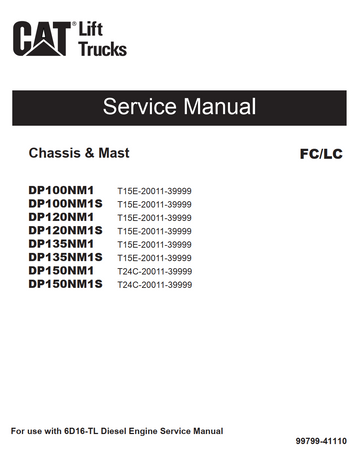 CATERPILLAR CAT DP100NM1 DP100NM1S DP120NM1 DP120NM1S DP135NM1 DP135NM1S DP150NM1 DP150NM1S FORKLIFT
