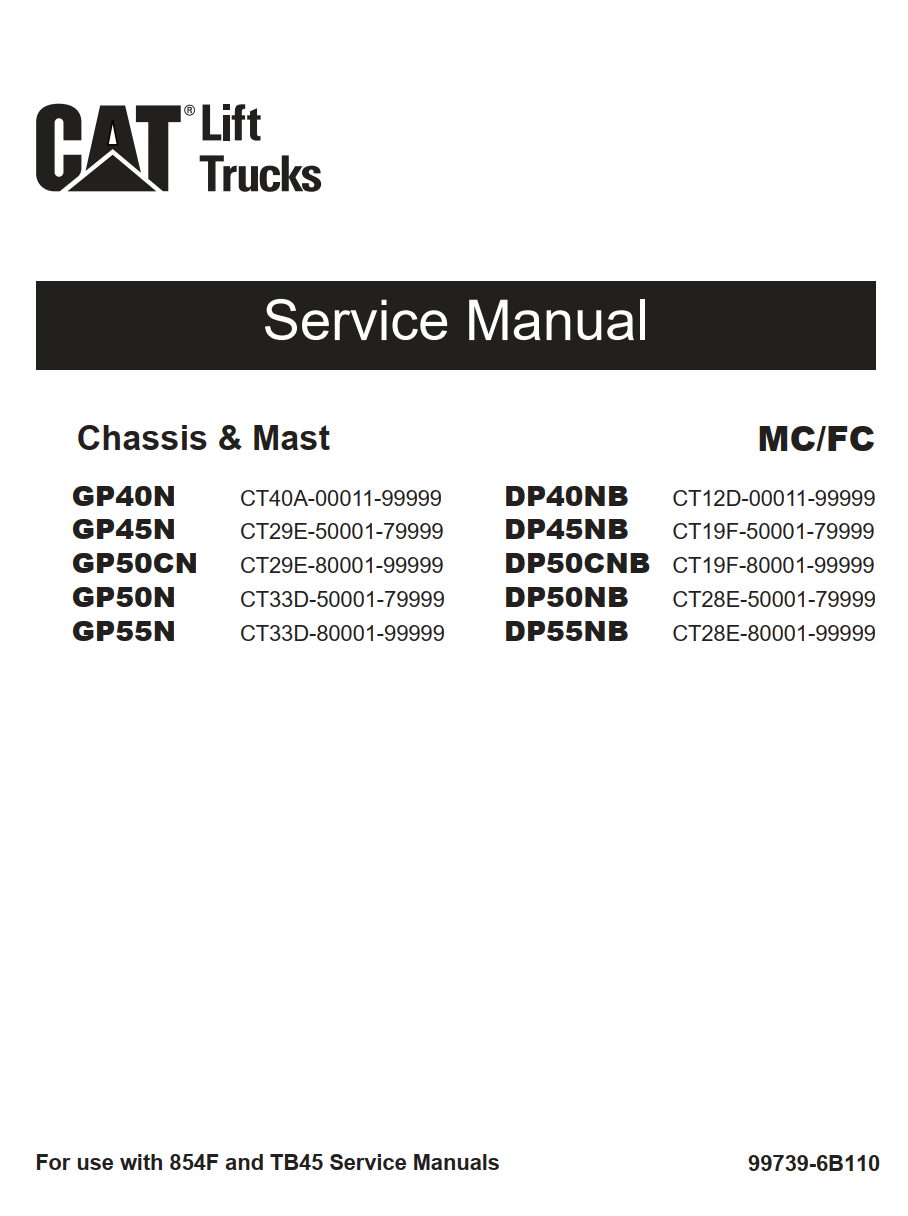 CATERPILLAR CAT DP40NB DP45NB DP50CNB DP50NB DP55NB FORKLIFT