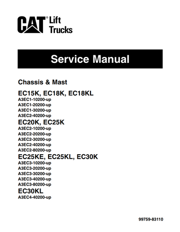 CATERPILLAR CAT EC15K EC18K EC18KL EC20K EC25K EC25KE EC25KL EC30K EC30KL CHASSIS & MAST