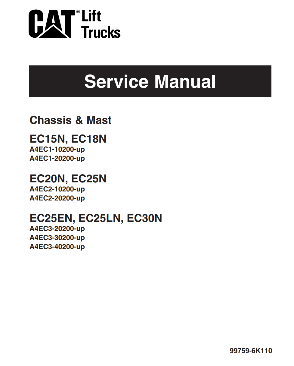 CATERPILLAR CAT EC15N EC18N EC20N EC25N EC25EN EC25LN EC30N FORKLIFT