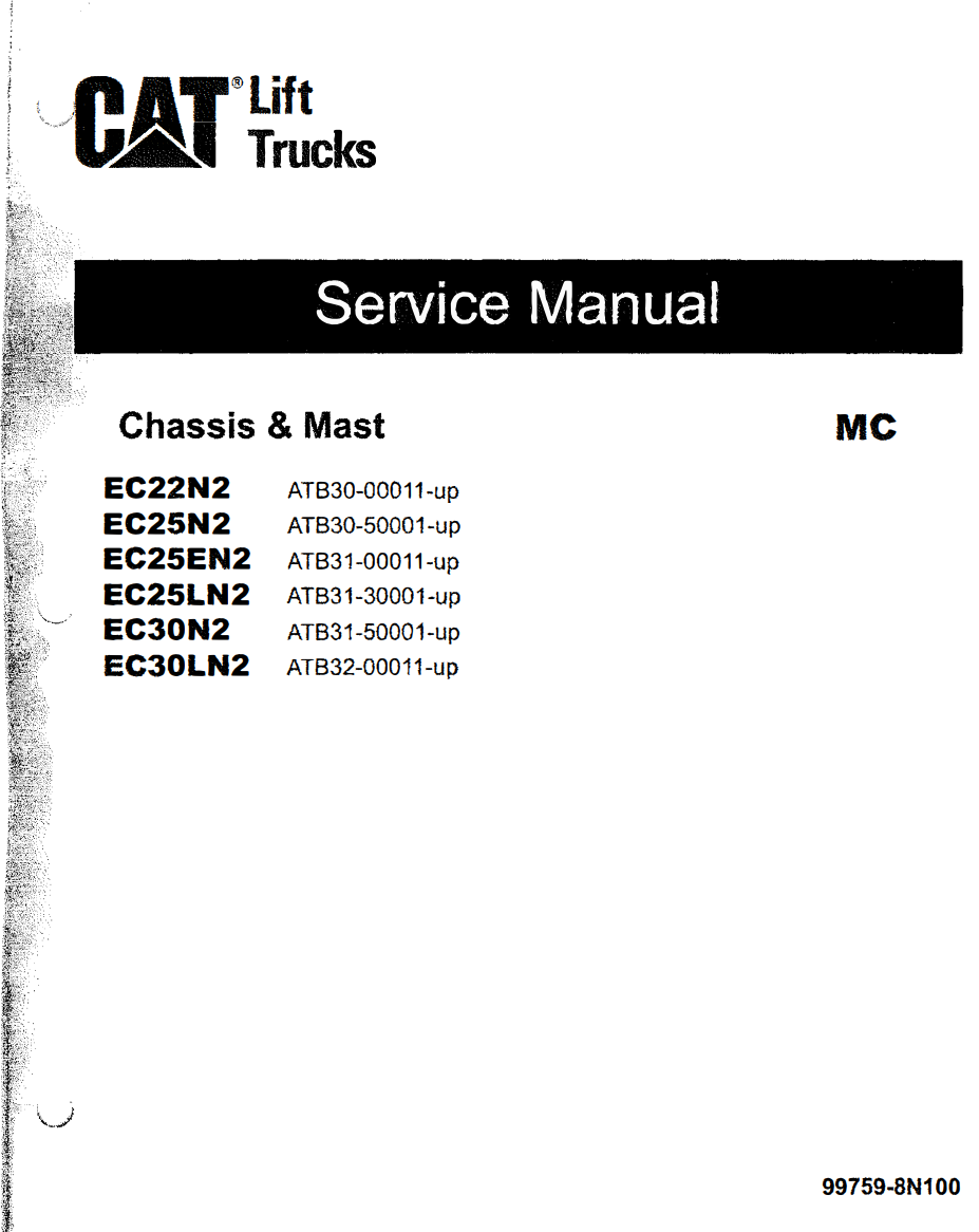 CATERPILLAR CAT EC22N2 EC25N2 EC25EN2 EC25LN2 EC30N2 EC30LN2 FORKLIFT