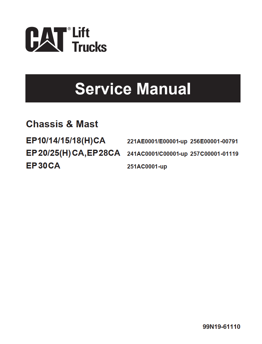CATERPILLAR CAT EP10141518(H)CA, EP2025(H)CA, EP28CA, EP30CA LIFT TRUCK
