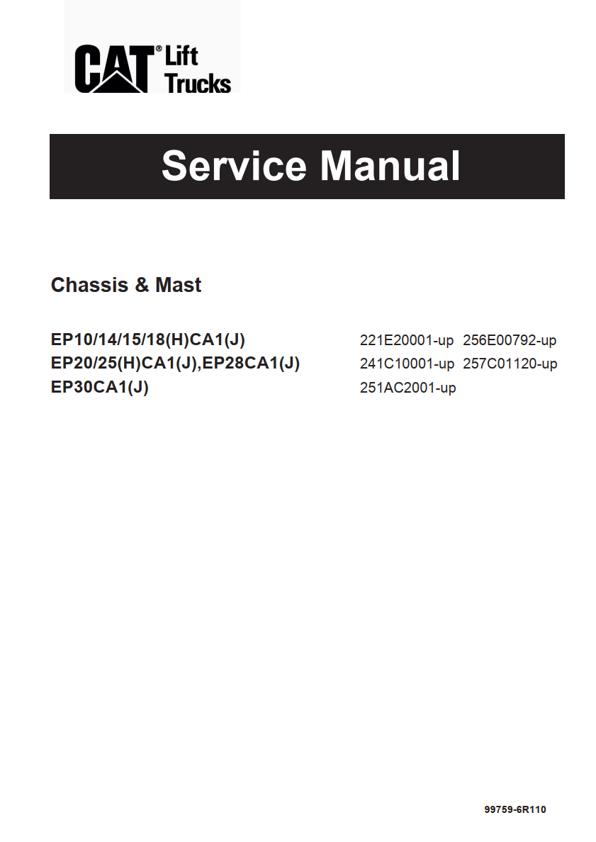 CATERPILLAR CAT EP10CA1(J)-25(H)CA1(J), EP28CA1(J)-EP30CA1(J) FORKLIFT