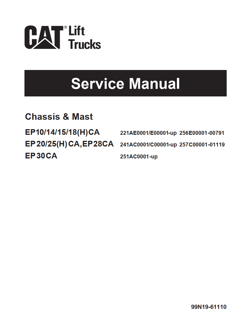 CATERPILLAR CAT EP10CA EP14CA EP15CA EP18CA EP20CA EP25CA EP28CA EP30CA FORKLIFT