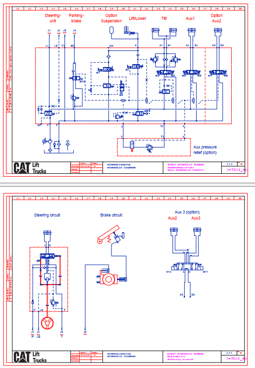 CATERPILLAR CAT EP25(C)N, EP30(C)N, EP35N HYDRAULIC DIAGRAM