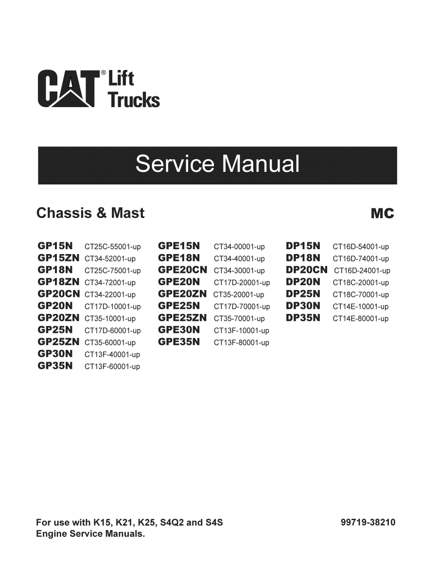 CATERPILLAR CAT GP GPE DP 15 18 20 25 30 35 FORKLIFT