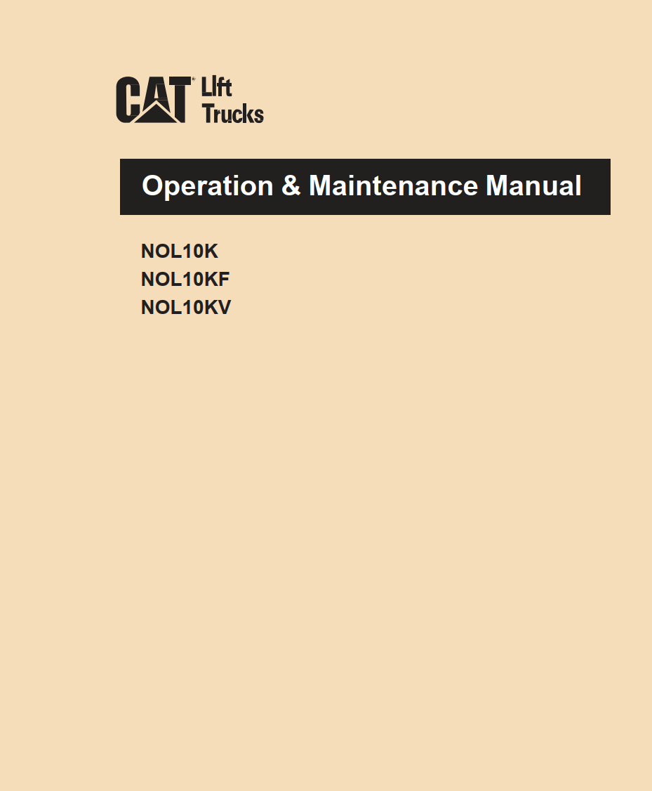 CATERPILLAR CAT NOL10K NOL10KF NOL10KV ORDER PICKER OPERATION