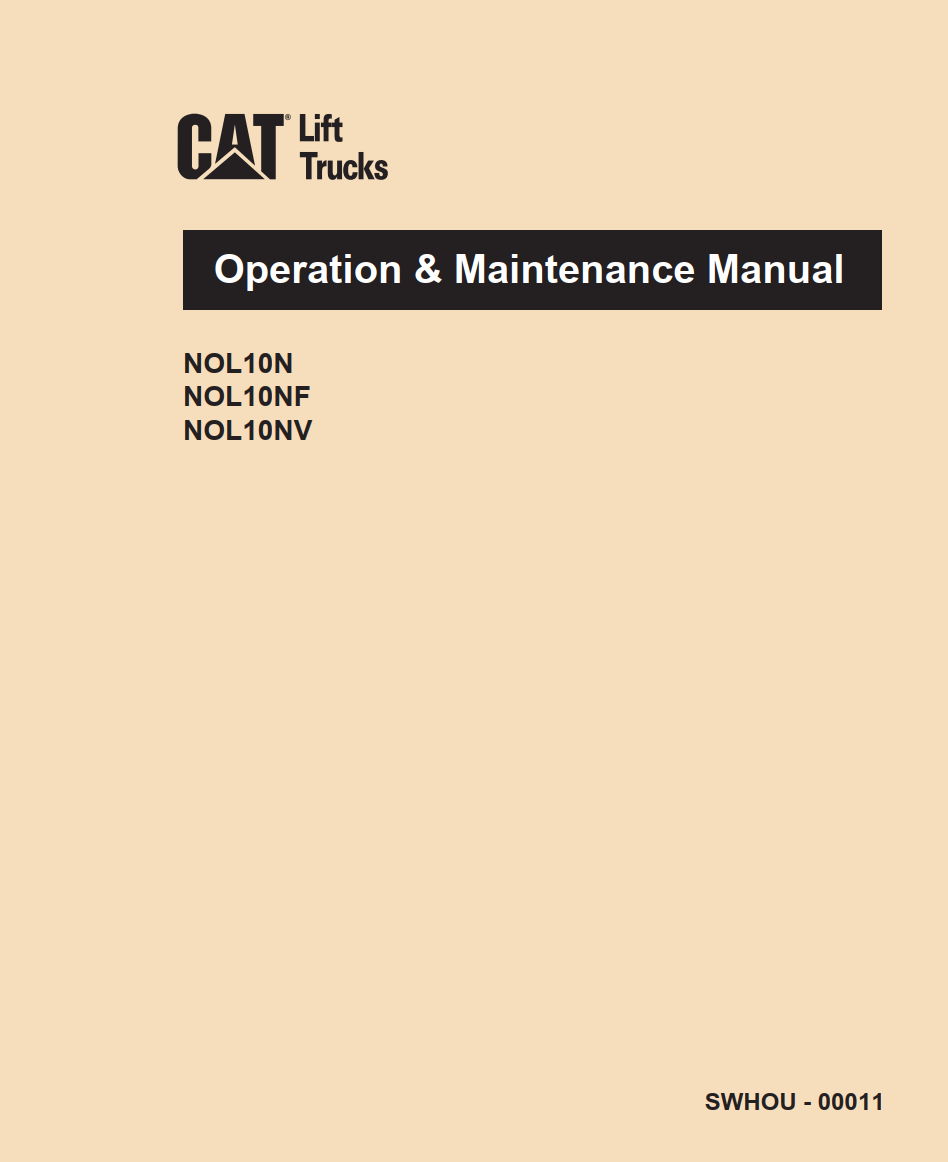 CATERPILLAR CAT NOL10N NOL10NF NOL10NV ORDER PICKER OPERATION