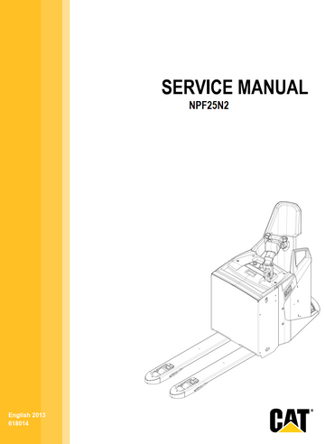 CATERPILLAR CAT NPF25N2 FORKLIFT SERVICE MANUAL