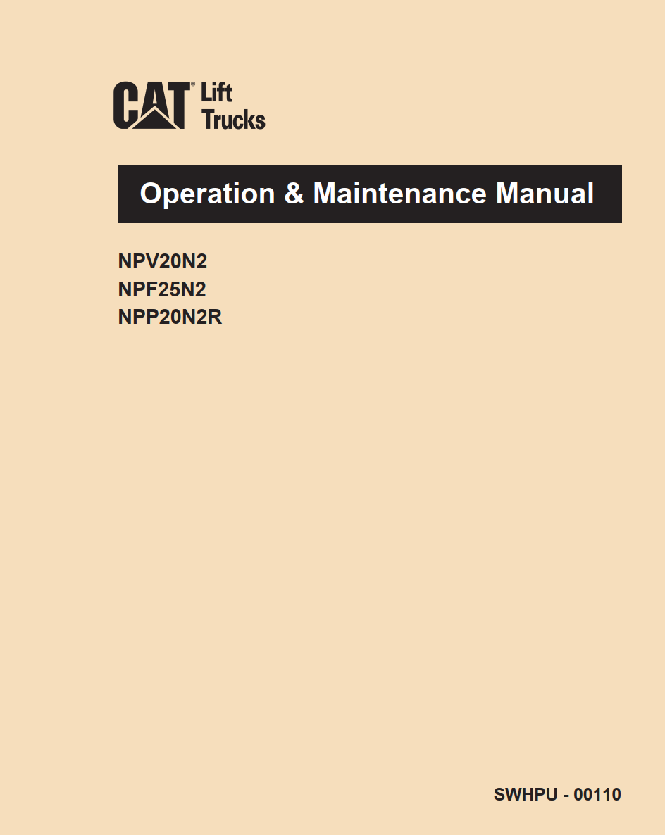 CATERPILLAR CAT NPP NPP18N2R NPP20N2R STACKER MAINTENANE MANUAL